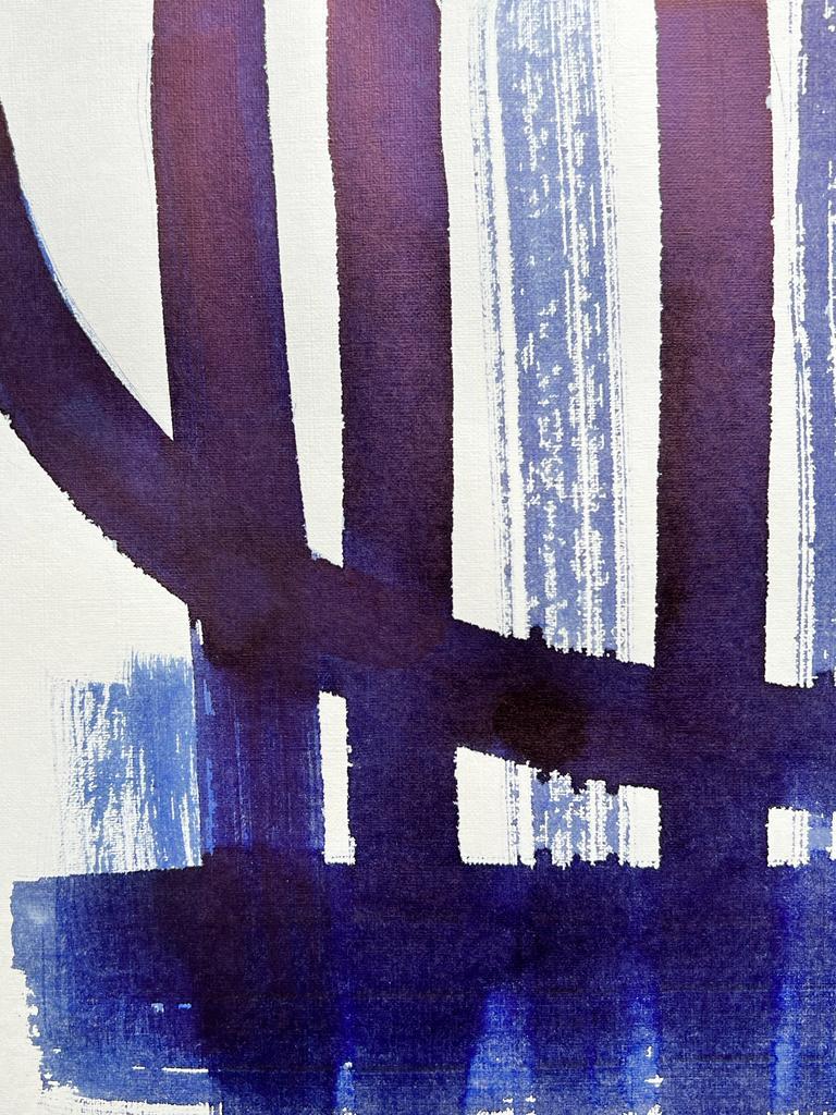 Abstract Expressionist British Original Painting Shapes Patterns Blue & White 1