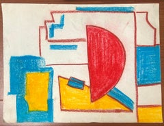 Abstract Expressionist British Original Pastel Red Yellow and Blue Solid Colors