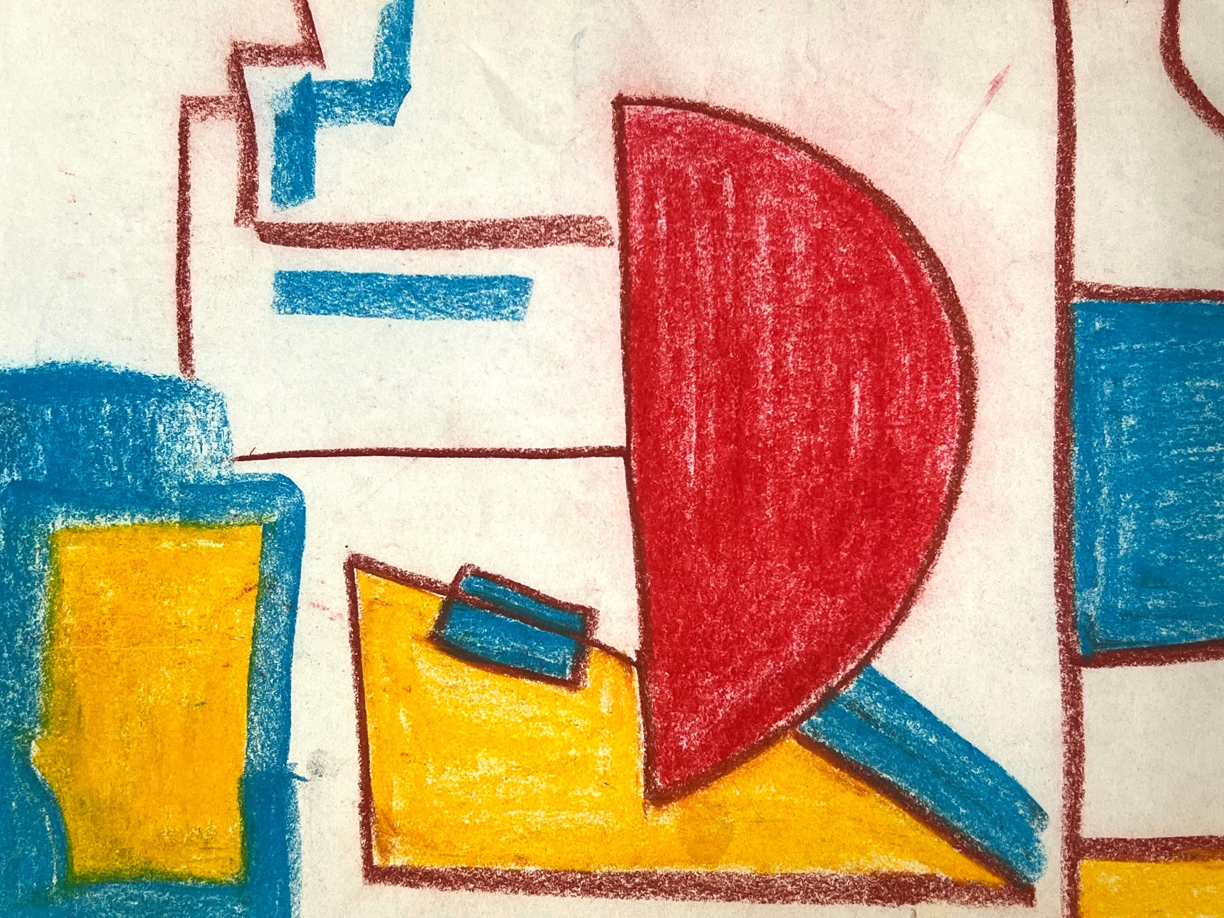 Espressionista astratto britannico originale a pastello rosso giallo e blu a tinta unita - Painting Espressionismo astratto di Robert Somerton