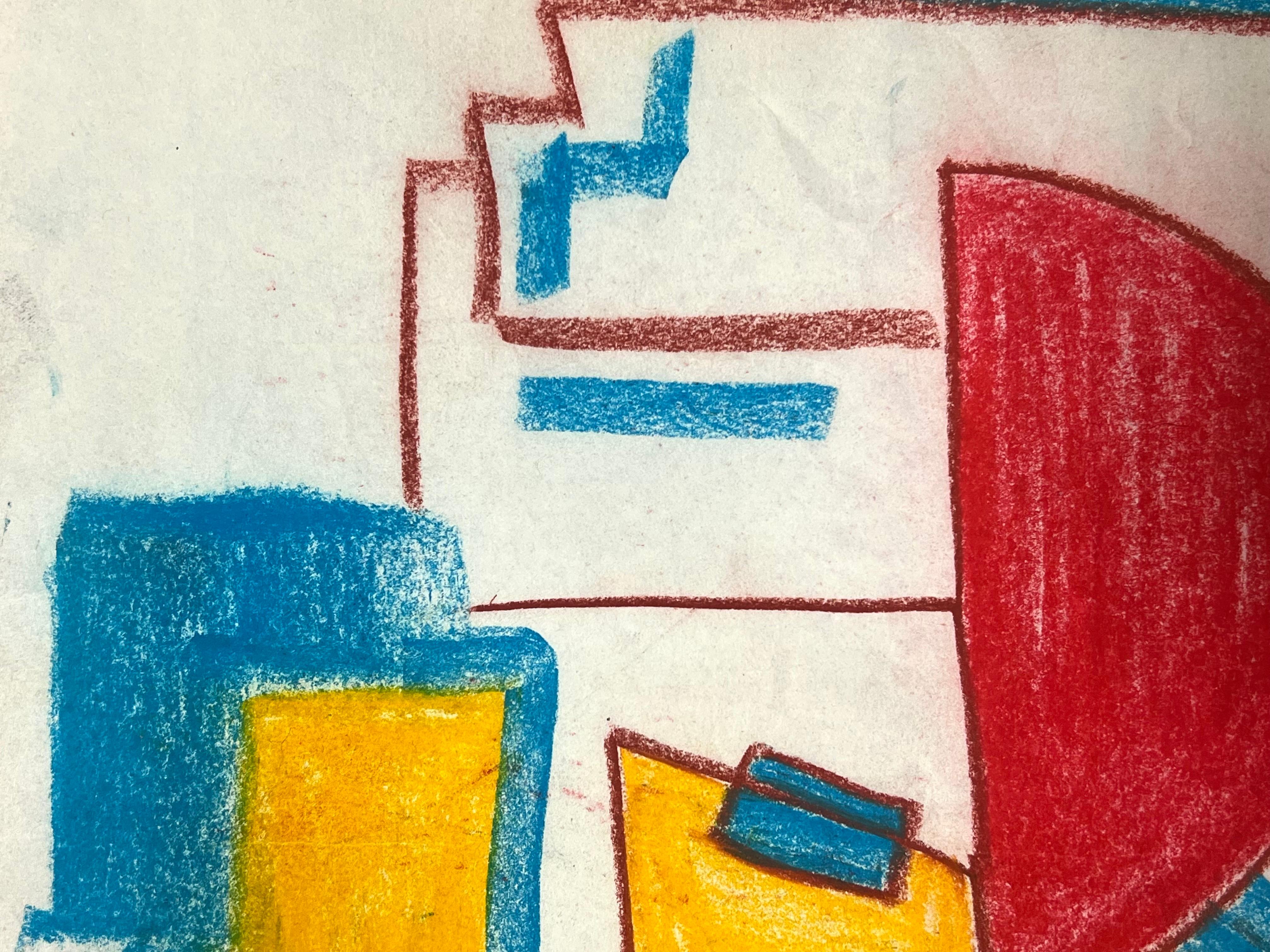 Espressionista astratto britannico originale a pastello rosso giallo e blu a tinta unita - Abstract Painting Arancia di Robert Somerton
