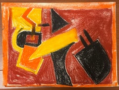 Abstract Expressionist British Original Pastel Roaring Red Colors