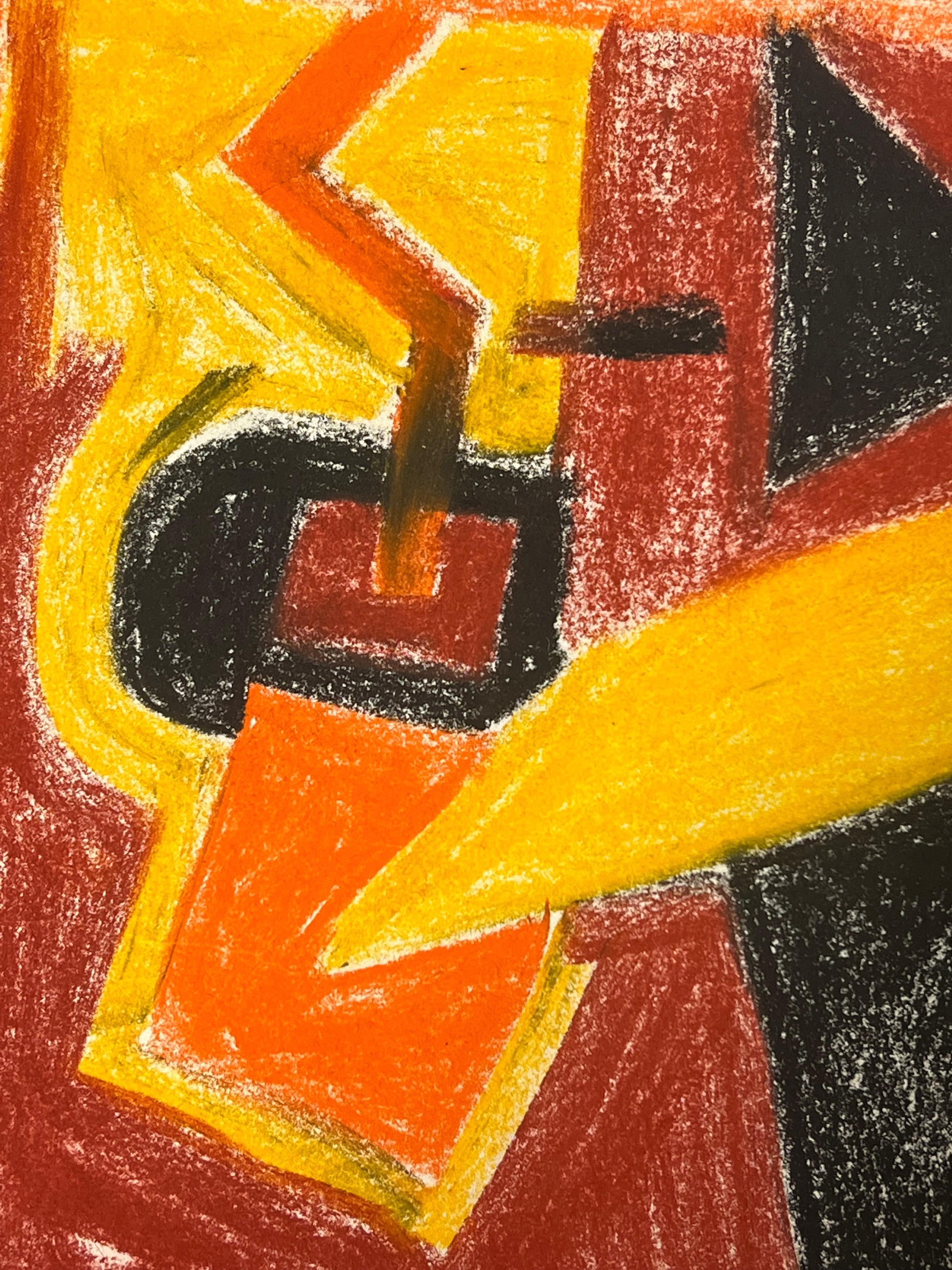 Espressionista astratto britannico originale a pastello Colori rossi ruggenti - Abstract Painting Arancia di Robert Somerton