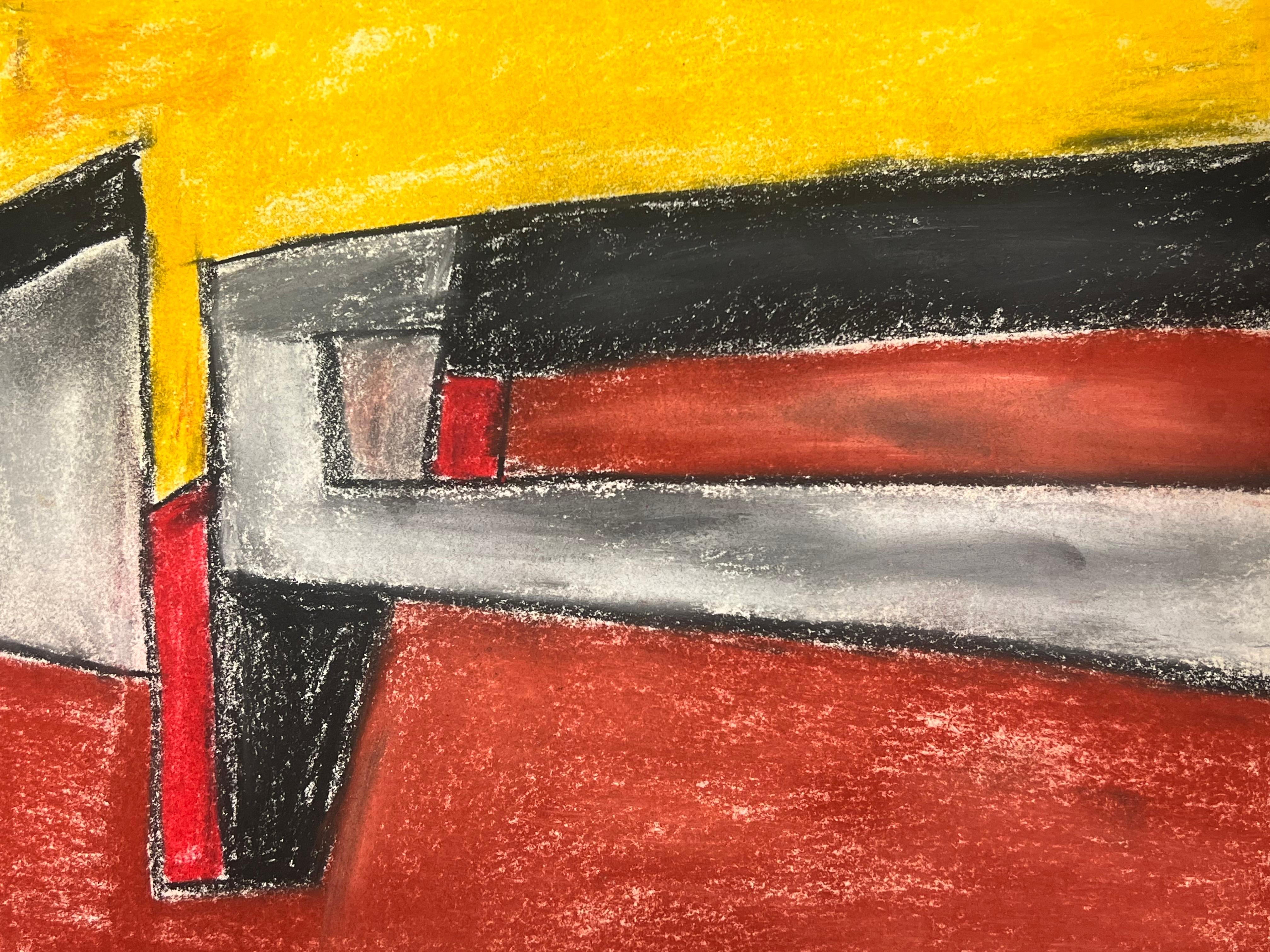 Espressionista astratto britannico originale a pastello giallo nero e rosso - Painting Espressionismo astratto di Robert Somerton