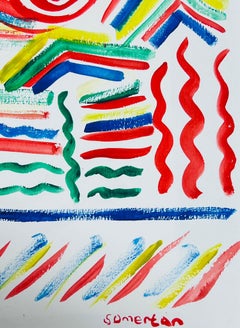 Abstrakt-expressionistisches britisches Original-Aquarellgemälde, Landschaft, Original