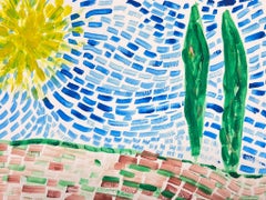 Expresionista Abstracto Británico Pintura Original Acuarela Provenza Francia