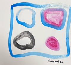 Espressionista astratto britannico Pittura originale ad acquerello Forme e modelli