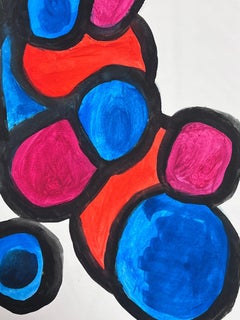 Expresionista Abstracto Británico Pintura Original Acuarela Formas Patrones