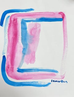 Abstrakt-expressionistische britische Original-Aquarellgemälde in Form von Mustern