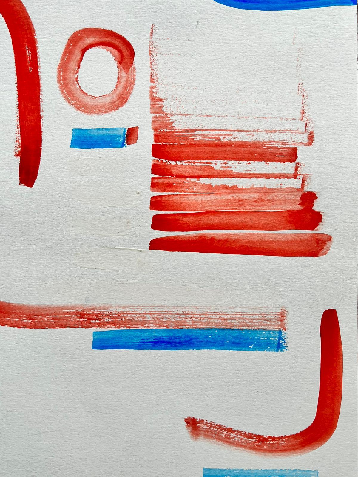 Abstract Expressionist British Original Watercolor Painting Shapes Patterns  For Sale 1