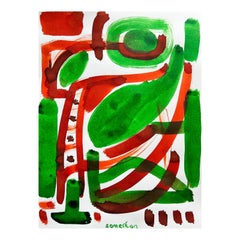Espressionista astratto britannico Pittura originale ad acquerello Forme e modelli