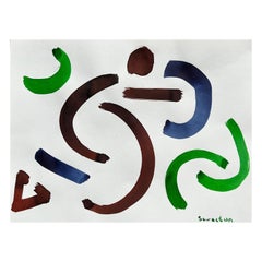 Abstract Expressionist British Original Watercolor Painting Shapes Patterns