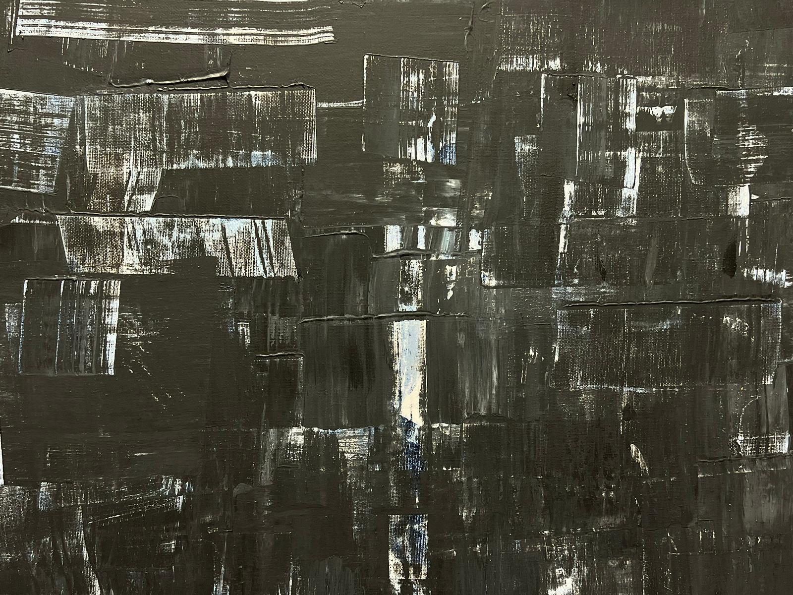 Nero Grigio Bianco Grande Espressionista Britannico Astratto Pittura Originale in vendita 1