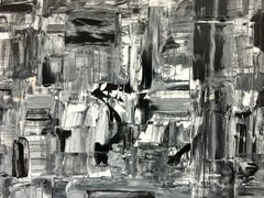 Black White Grey Huge British Expressionist Abstract Original Painting canvas