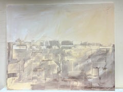 Huge British Expressionist Abstract Original Painting Sand Beige Ochre colors