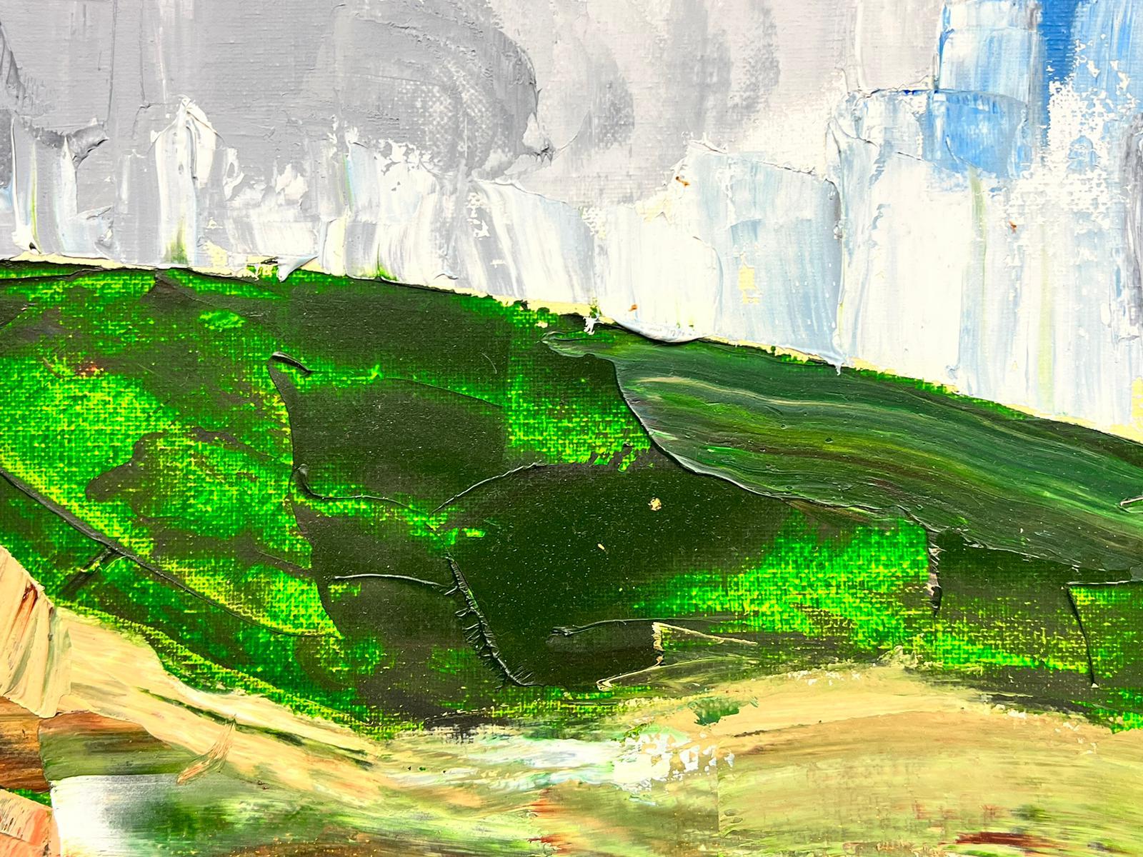Atemberaubendes abstraktes Originalgemälde des britischen Expressionismus, Cotswold River (Grau), Landscape Painting, von Robert Somerton