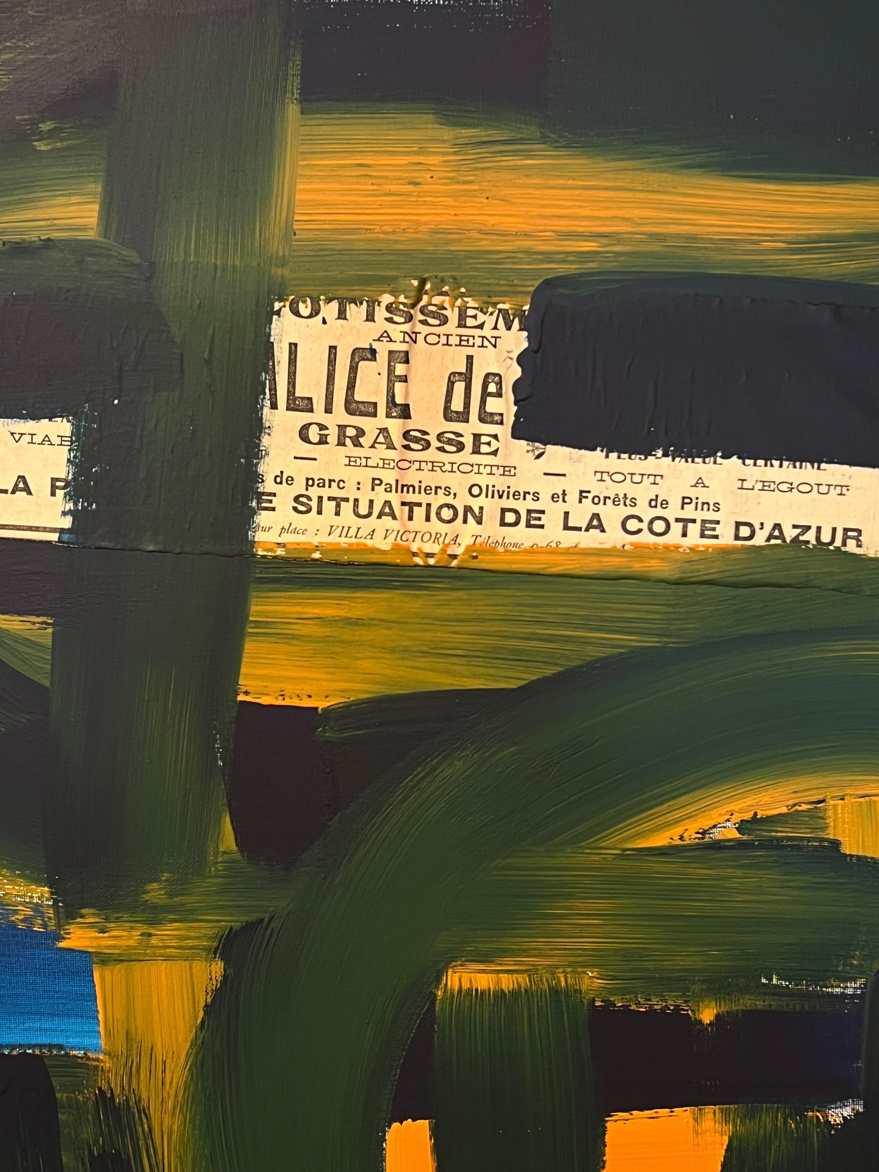 Pintura original abstracta expresionista británica muy grande sobre lienzo - Abstract Painting Negro de Robert Somerton
