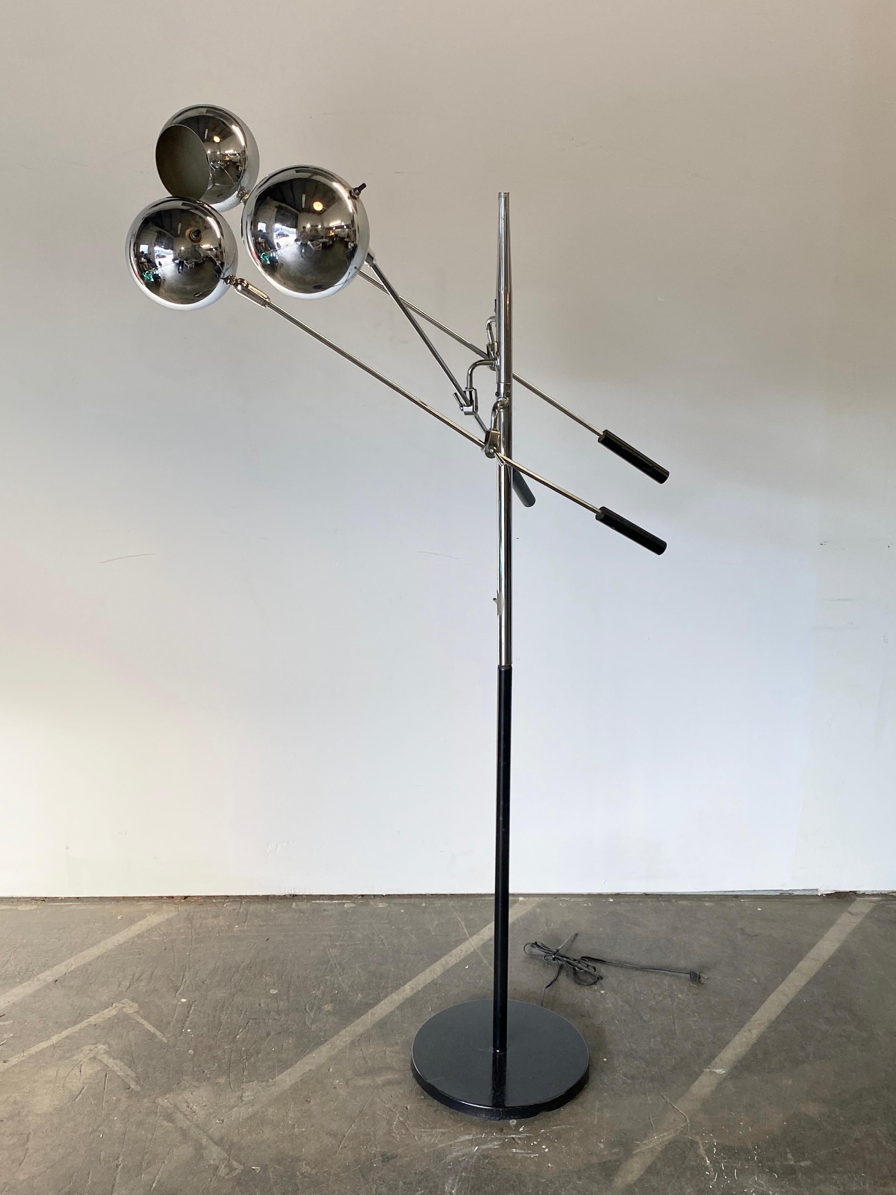 Metal Robert Sonneman 3-Arm Adjustable Eyeball Floor Lamp