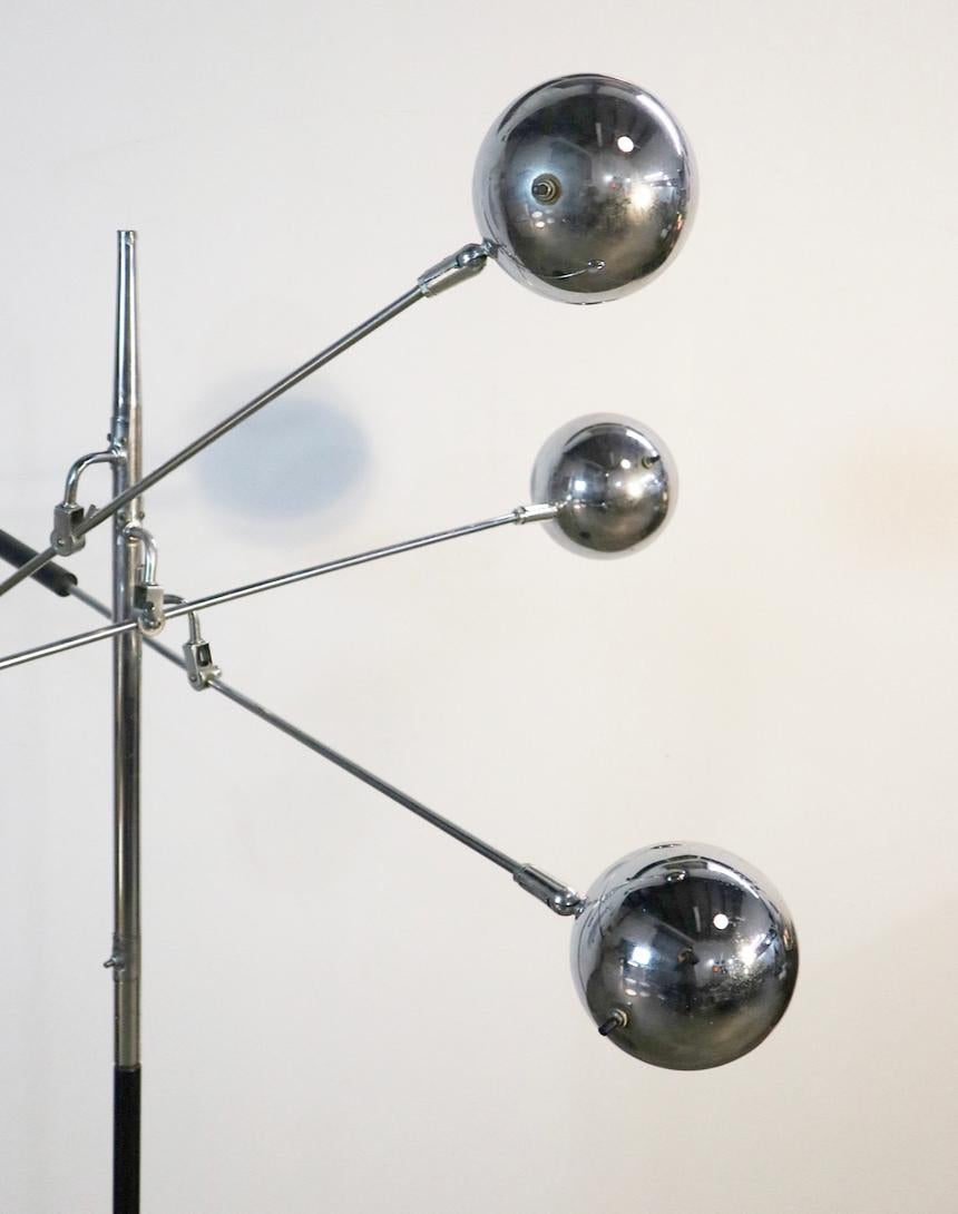 20th Century Robert Sonneman 3-Arm Adjustable Eyeball Floor Lamp