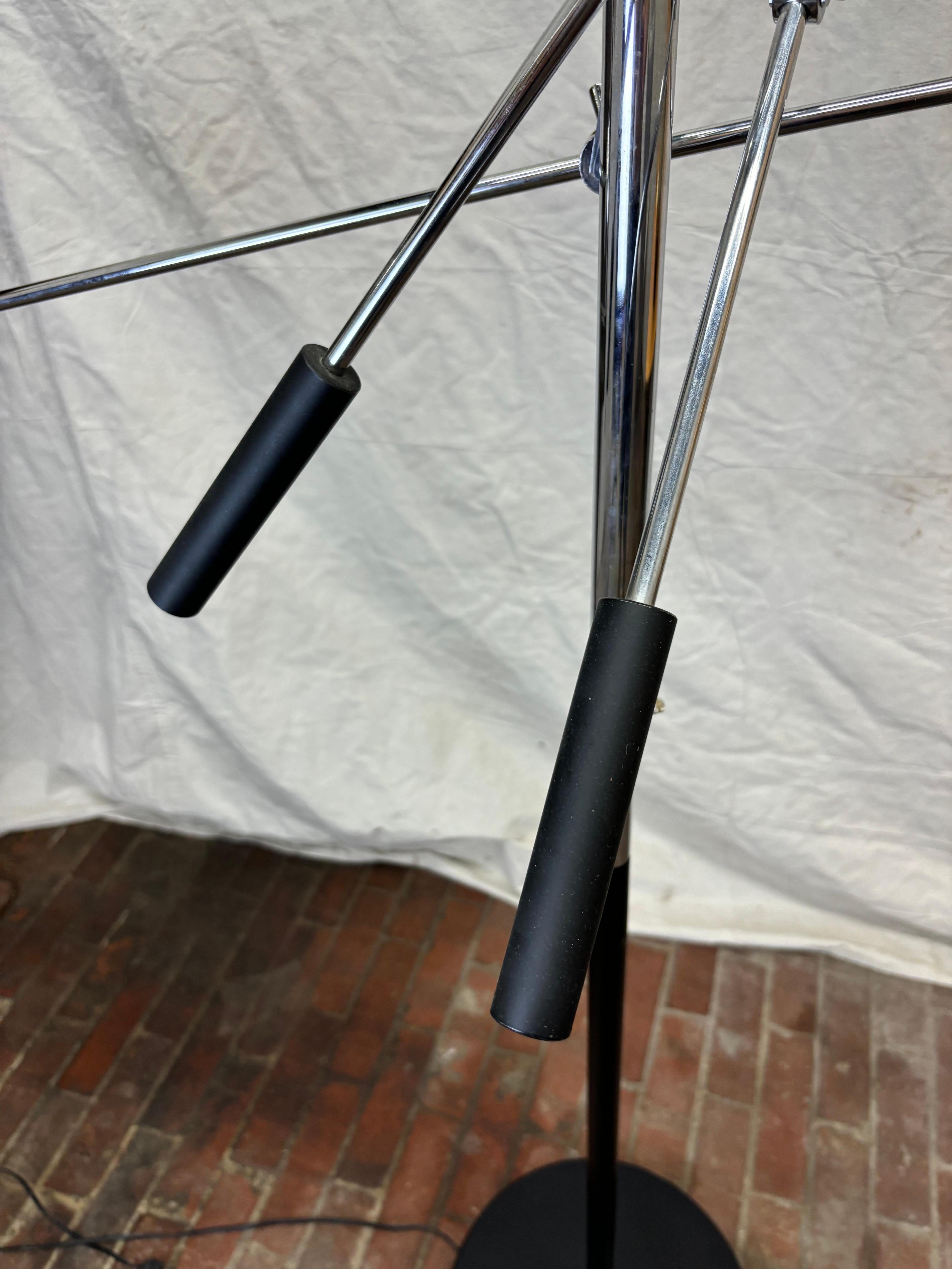 American Robert Sonneman 3 Arm Atomic Chrome Ball Floor Lamp