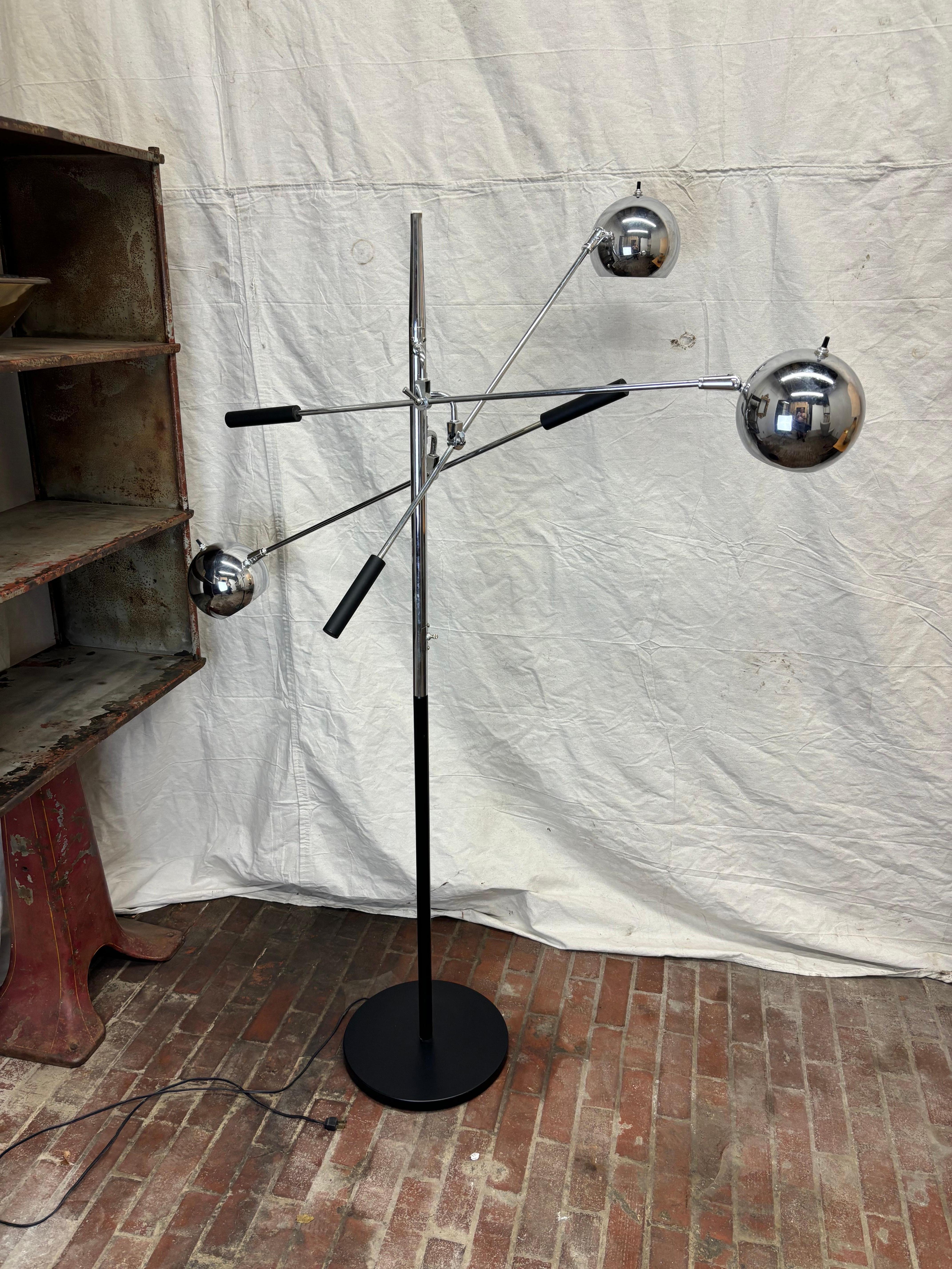 Robert Sonneman 3 Arm Atomic Chrome Ball Floor Lamp 1