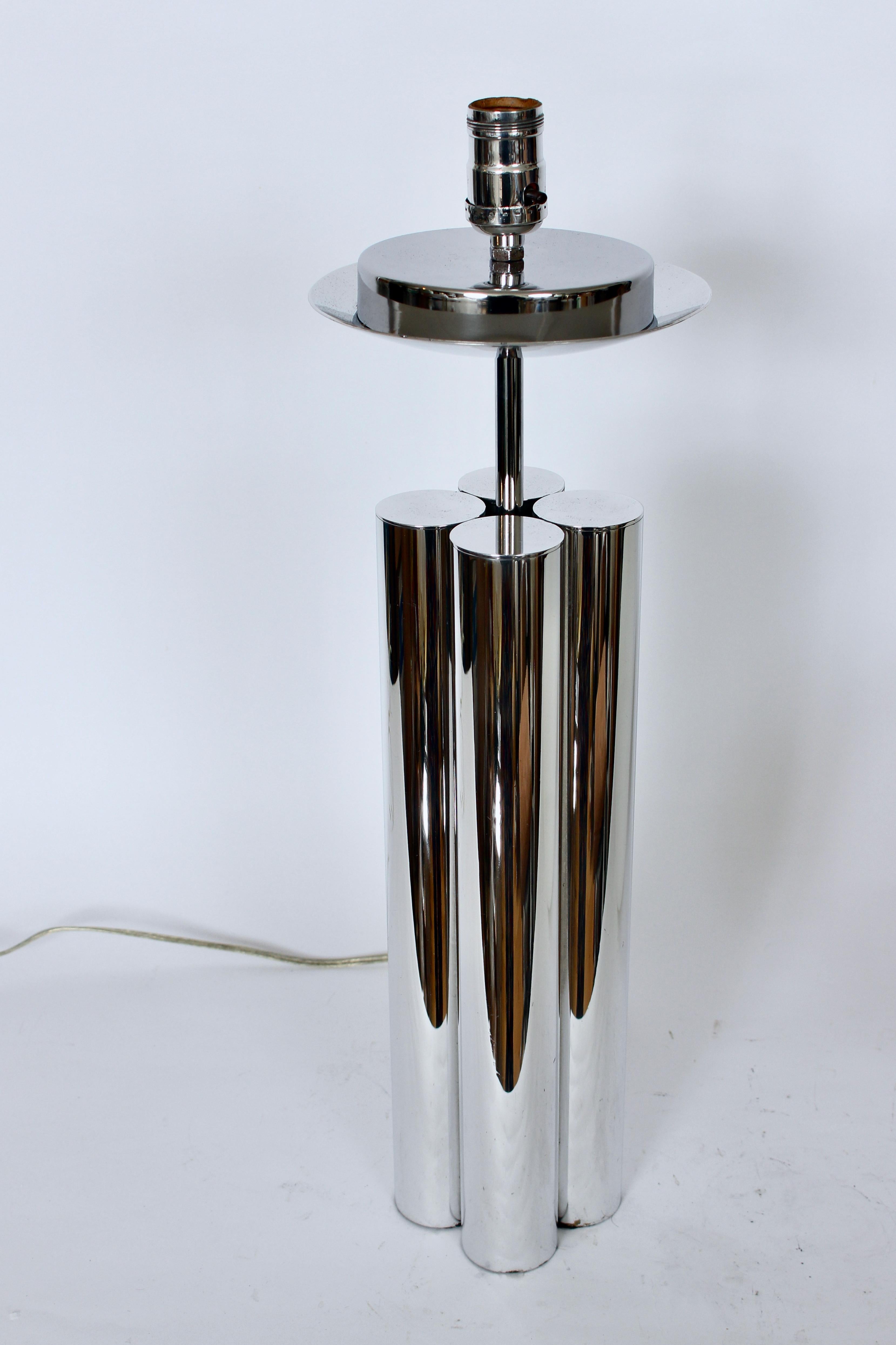 Robert Sonneman 4 Column Polished Aluminum Table Lamp with Frosted Globe, 1960s  For Sale 1