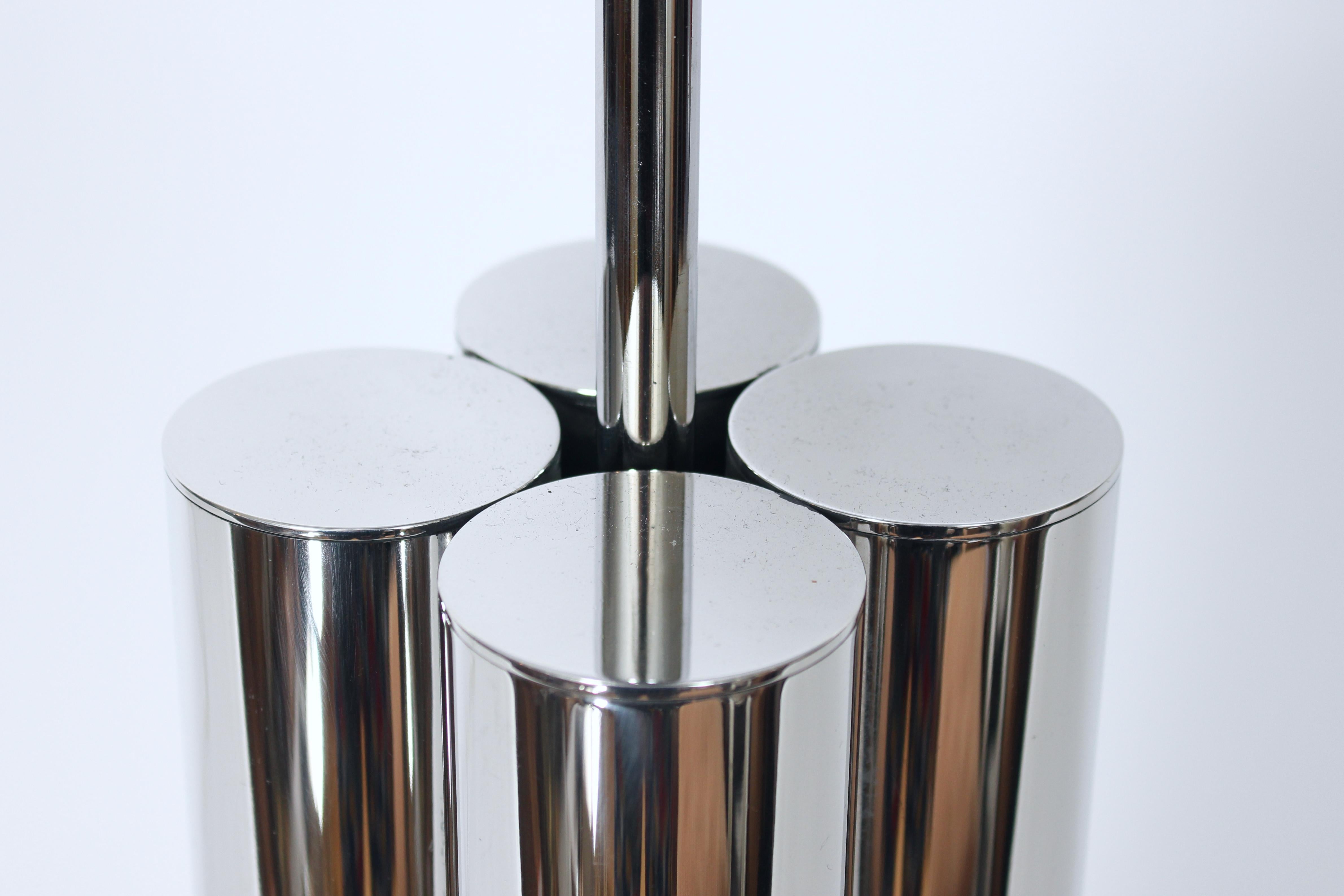 Robert Sonneman 4 Column Polished Aluminum Table Lamp with Frosted Globe, 1960s  For Sale 5