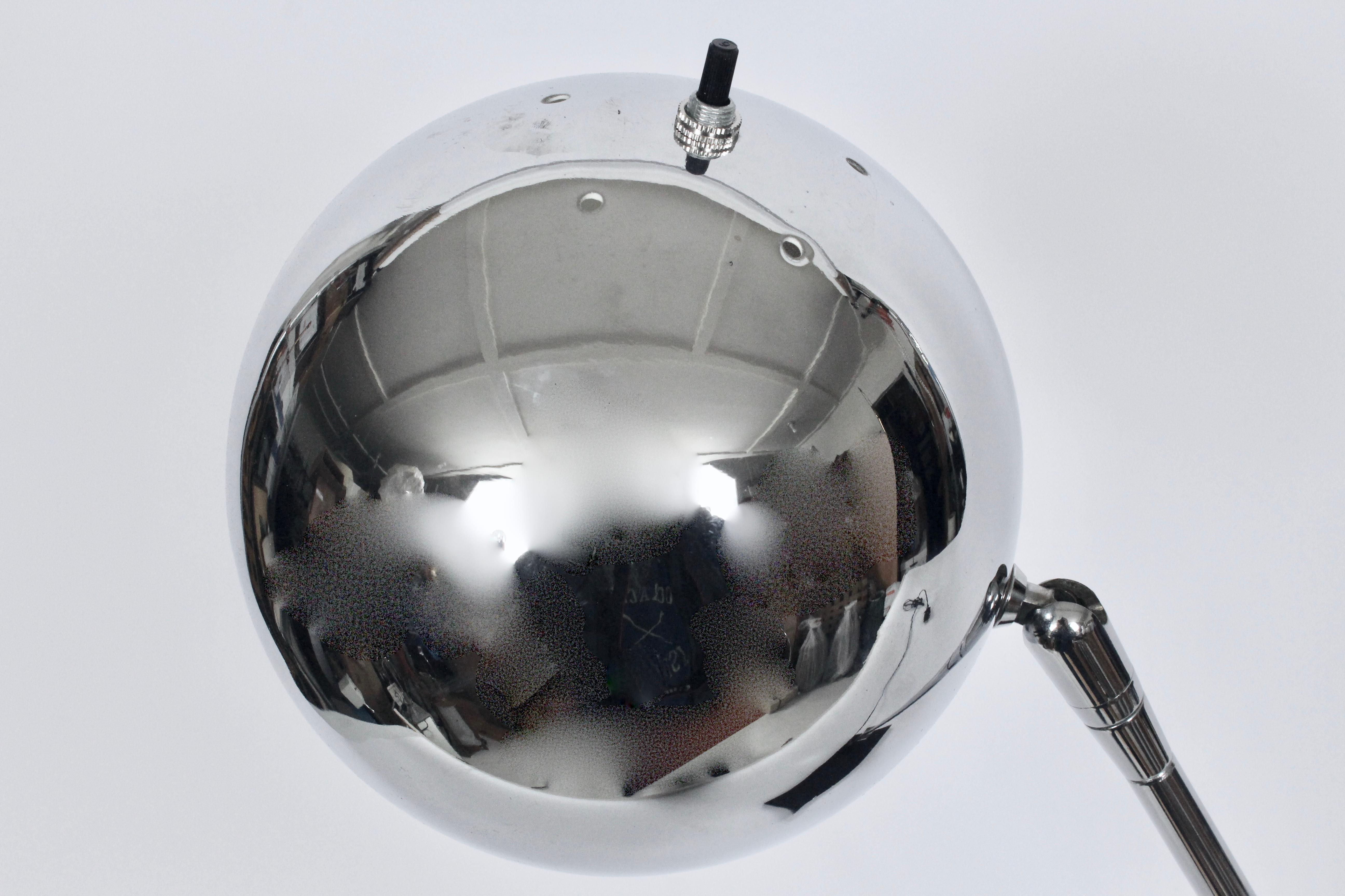 Enameled Robert Sonneman Articulating Chrome Orb Table Lamp on Black Base For Sale