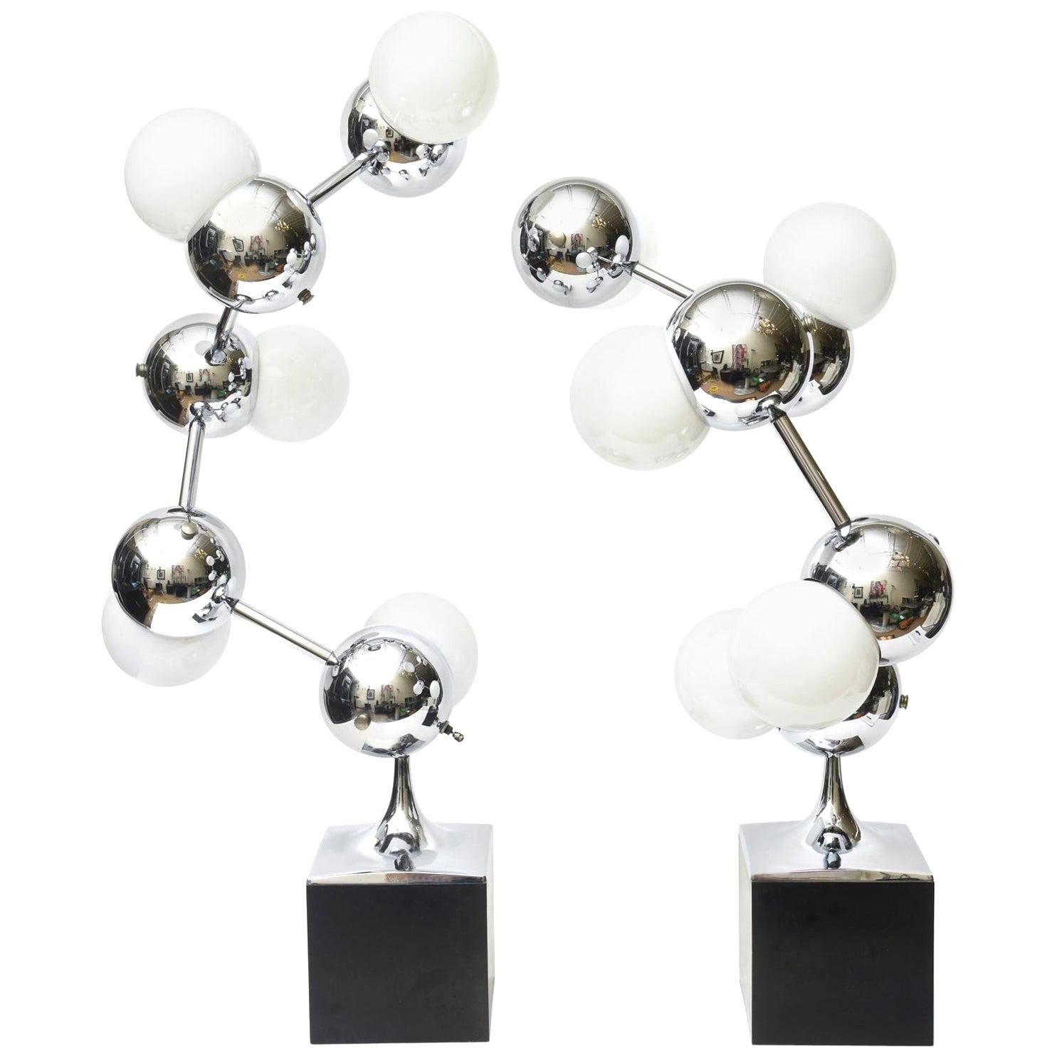 Robert Sonneman Atomic Molecule Sculptural Lamps Mid-Century Modern