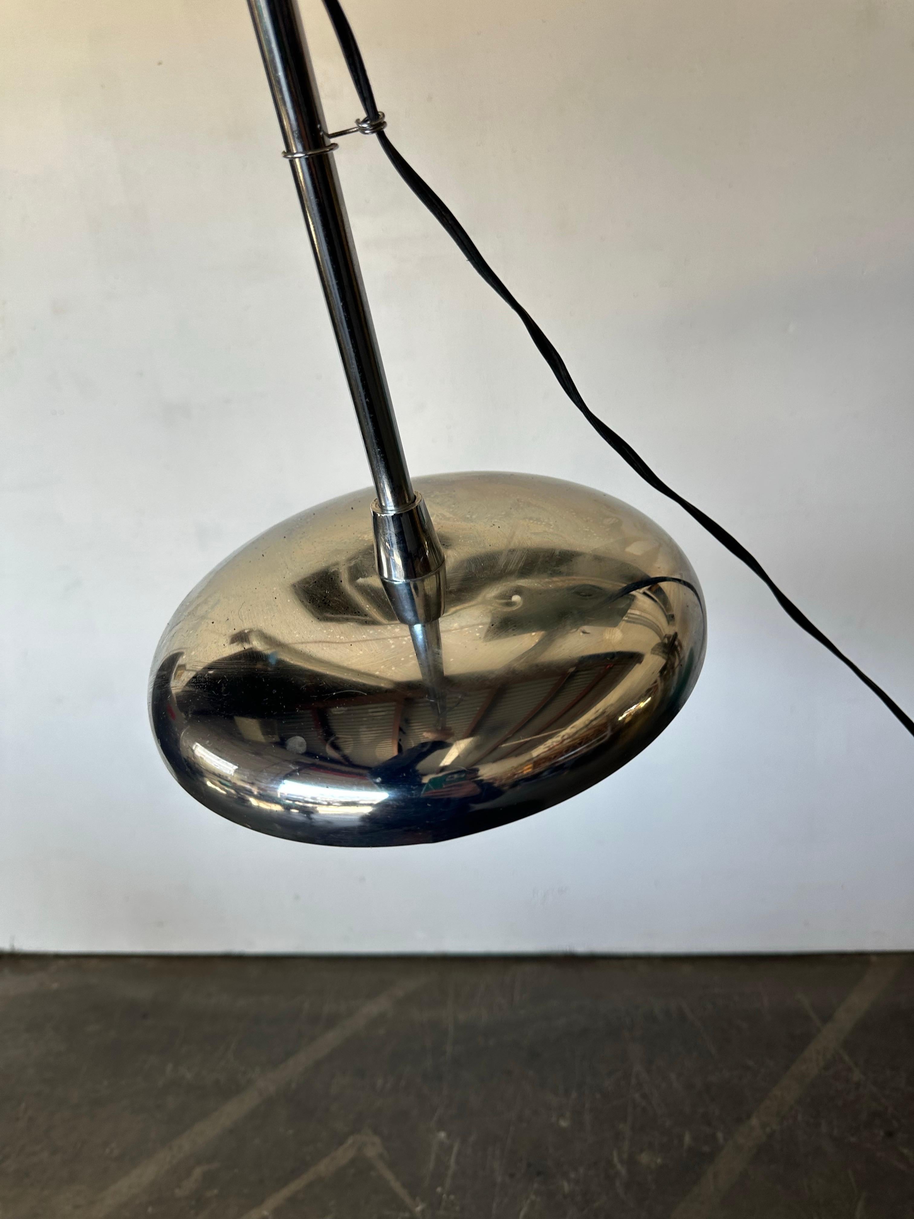 Robert Sonneman Style Adjustable Height Chrome Eyeball Lamp w/ Enamel Shade For Sale 5