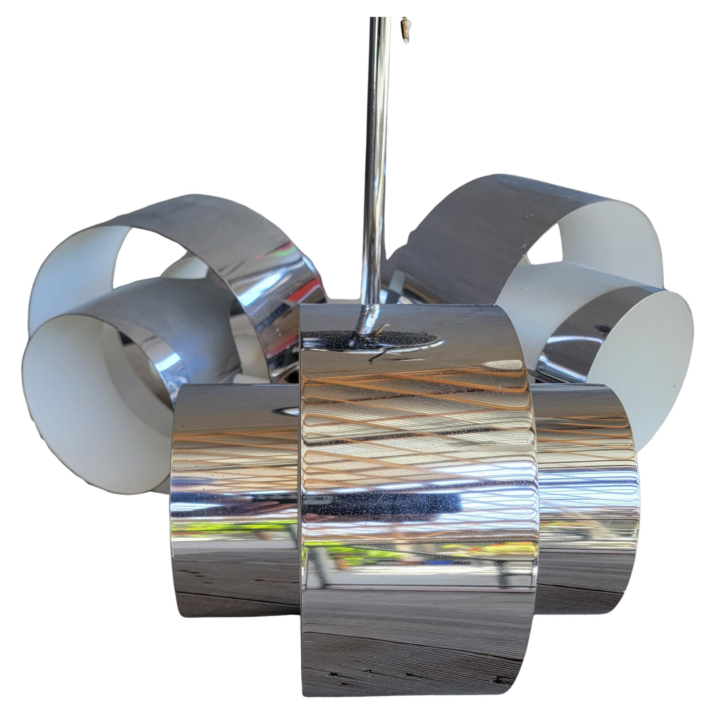 Robert Sonneman Attributed 3 Light Chrome Chandelier