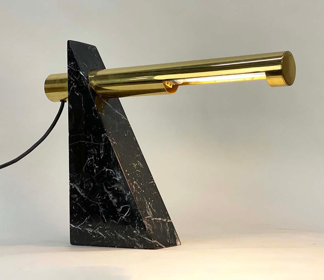 Tisch- oder Schreibtischlampe aus Messing und Marmor von Robert Sonneman für George Kovacs im Angebot 2