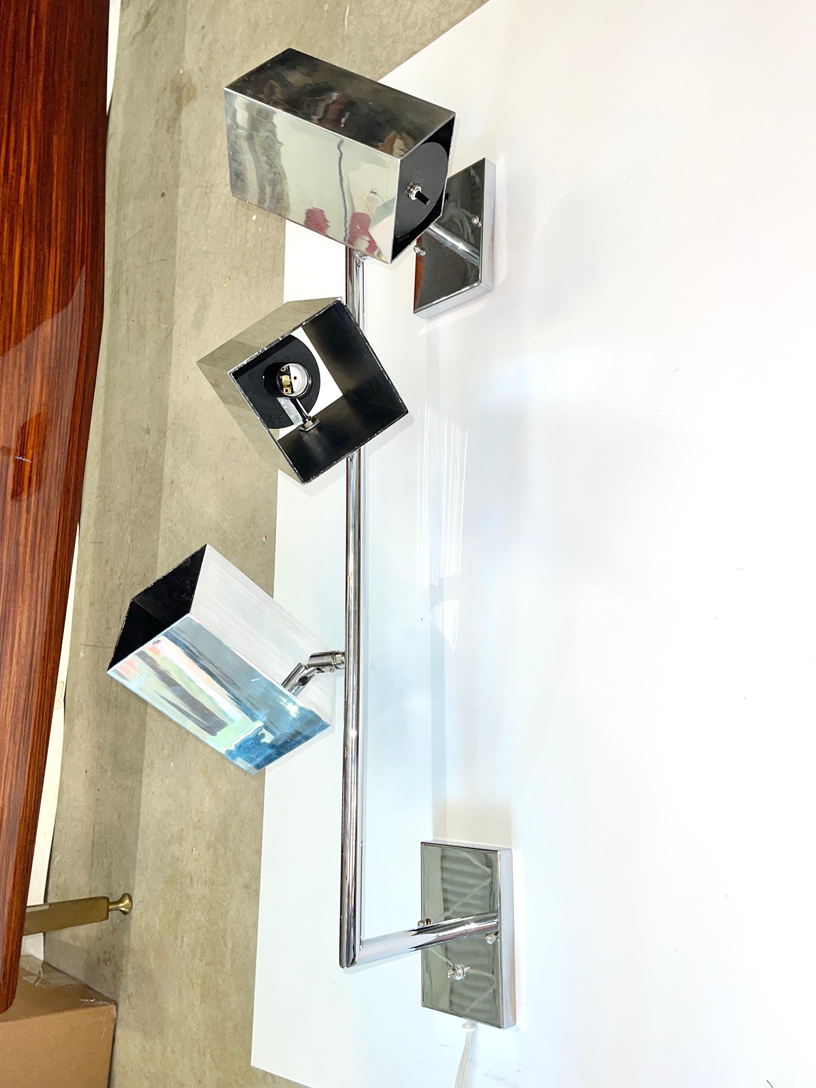 Pair Chrome Bracket Sconces by Robert Sonneman for Koch & Lowy 6