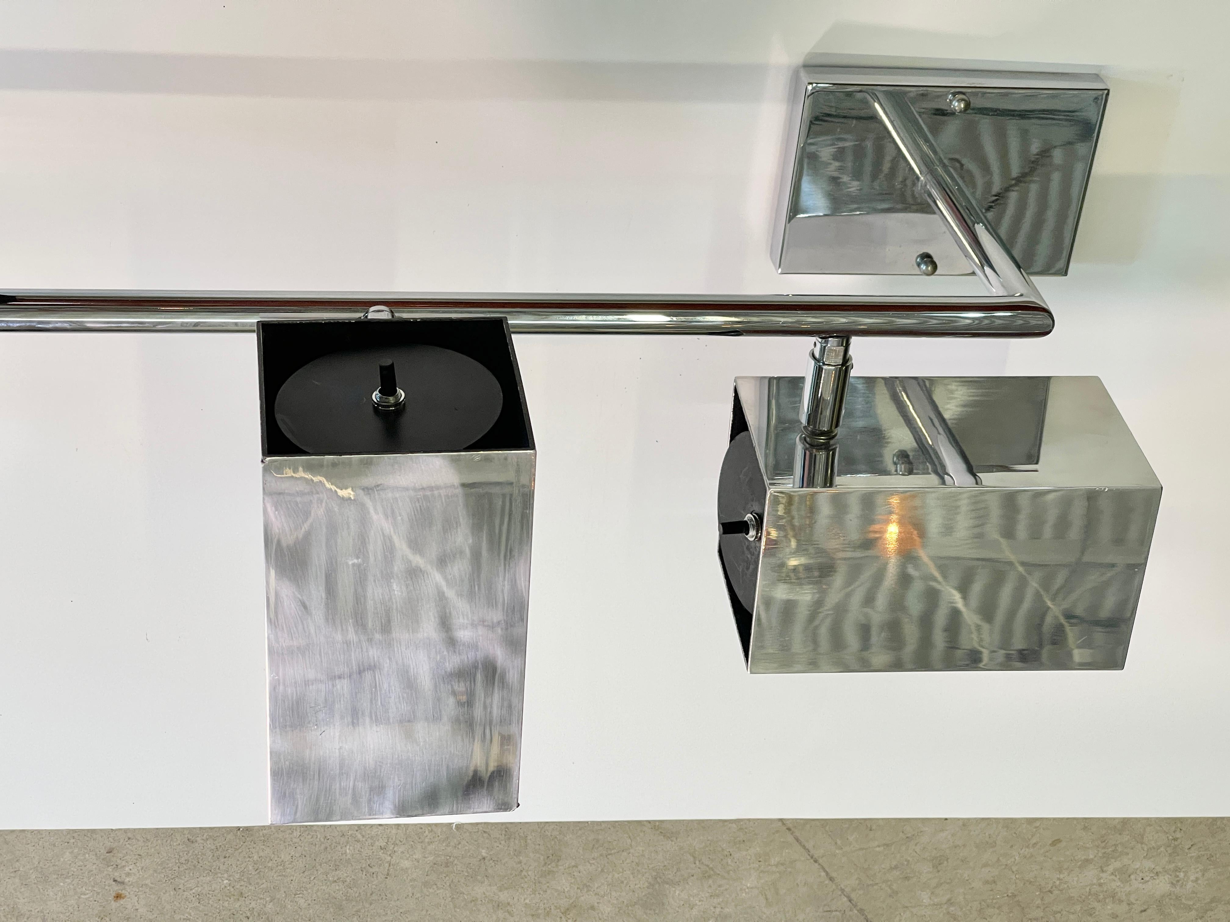 Pair Chrome Bracket Sconces by Robert Sonneman for Koch & Lowy 1