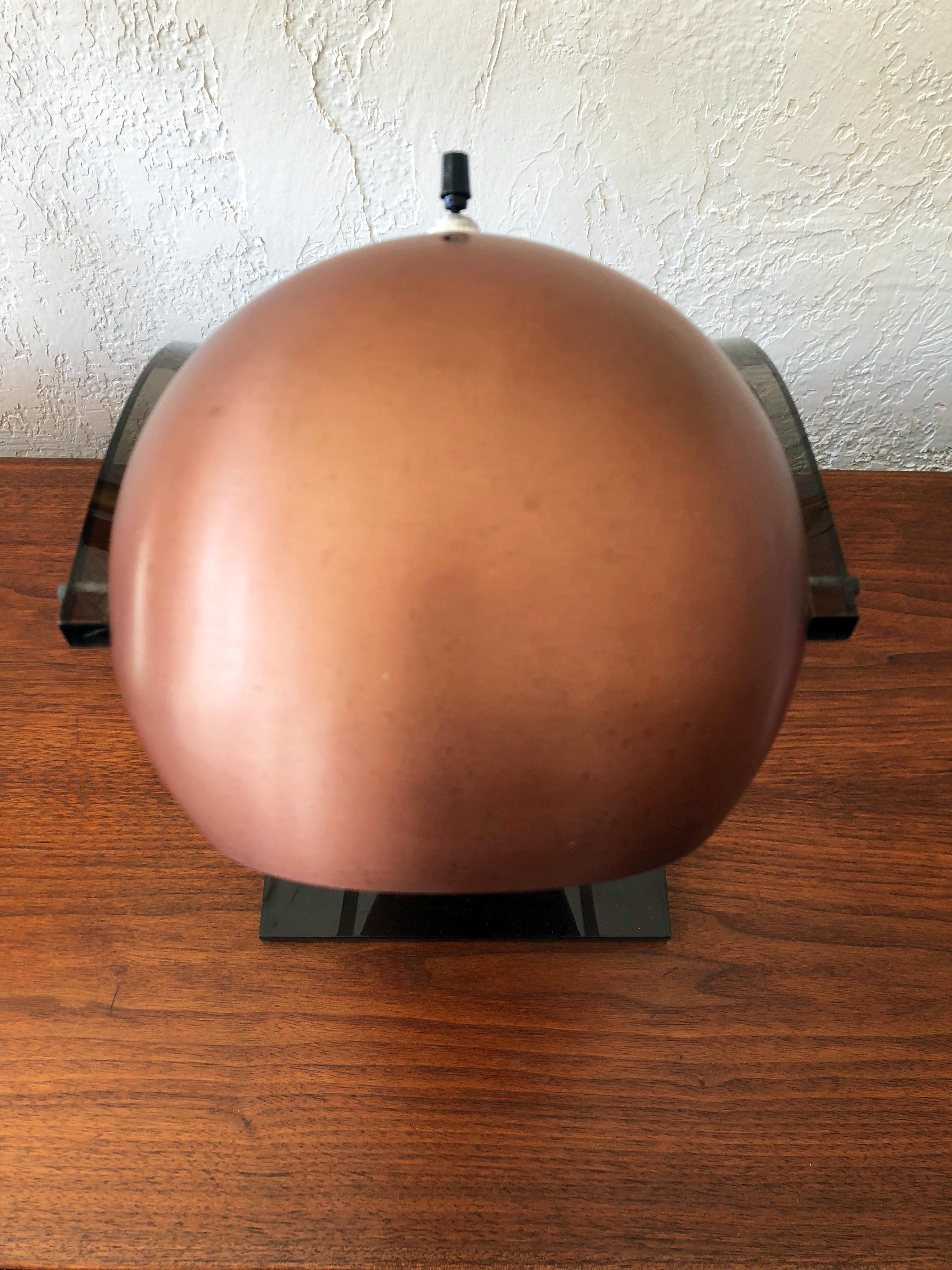 Robert Sonneman Copper and Smoked Lucite Desk Lamp For Sale 1