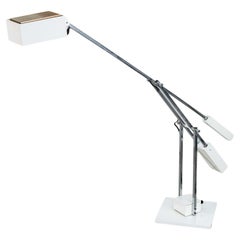 Lampe de bureau Robert Sonneman des années 1980, métal blanc et chrome