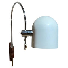 Robert Sonneman Curvy Chrome Orbiter Wall Sconce Walnut Wall Mount, 1960s