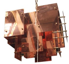 Robert Sonneman Designed Floating Panel "Cityscape" Brutalist Chandelier