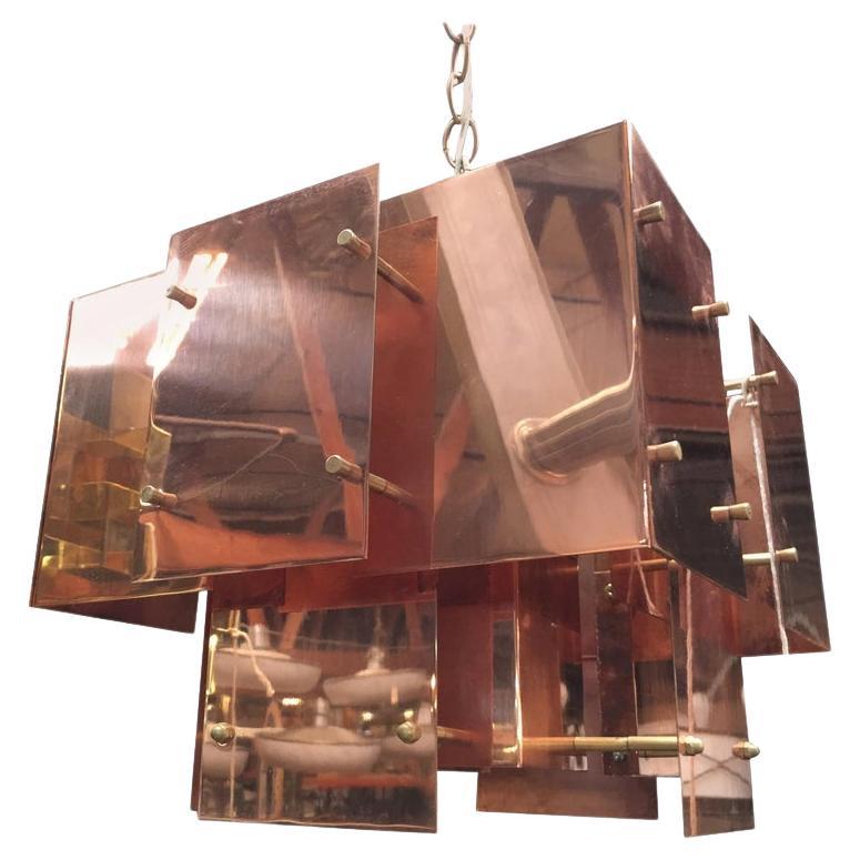 Robert Sonneman Designed "Cityscape" Brutalist Chandelier