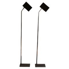 Pair of Robert Sonneman for George Kovacs, black and chrome box head table lamp Pair of Robert Sonneman for George Kovacs, black and chrome box head table lamp