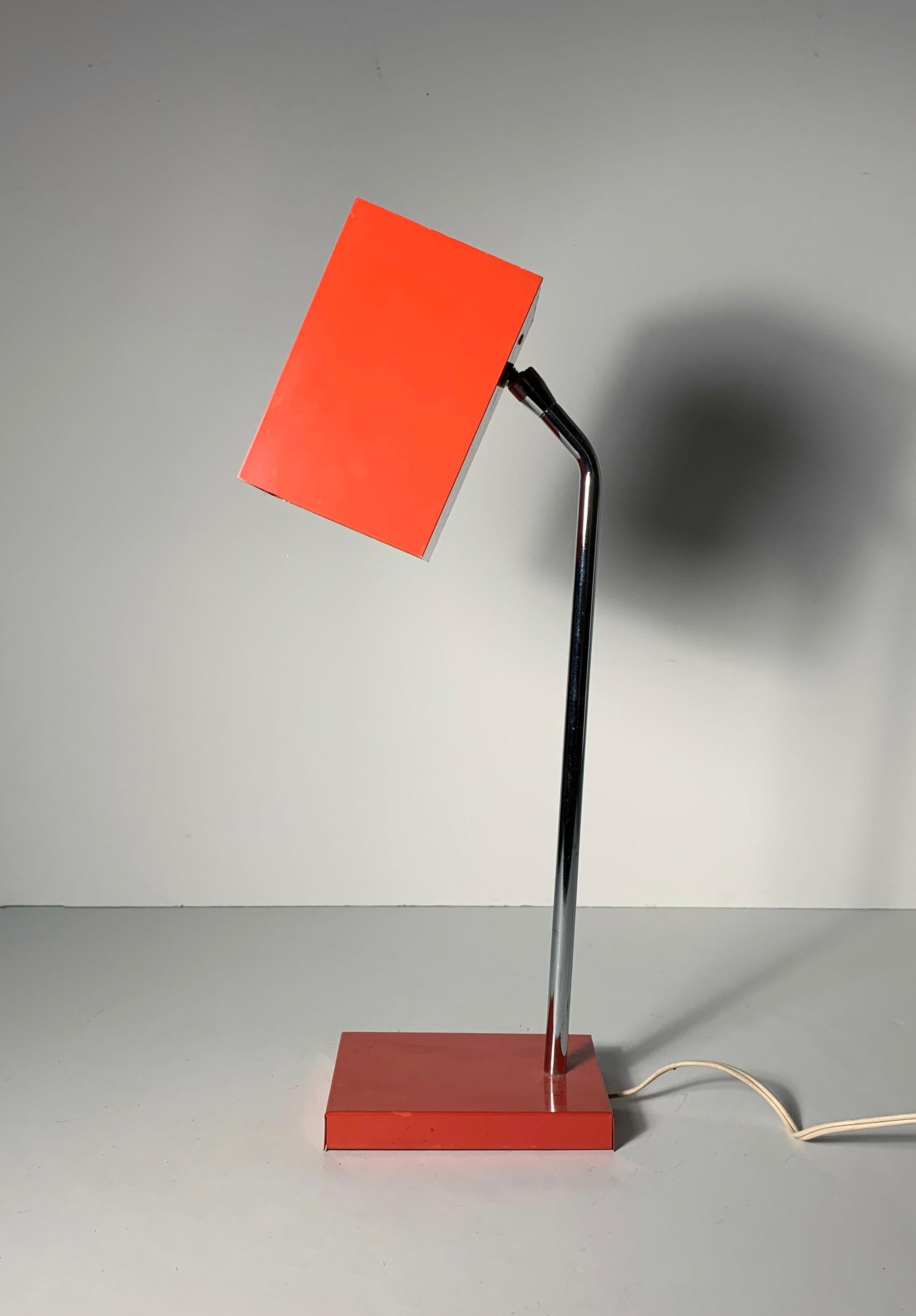 Robert Sonneman for George Kovacs box head table lamp in red.