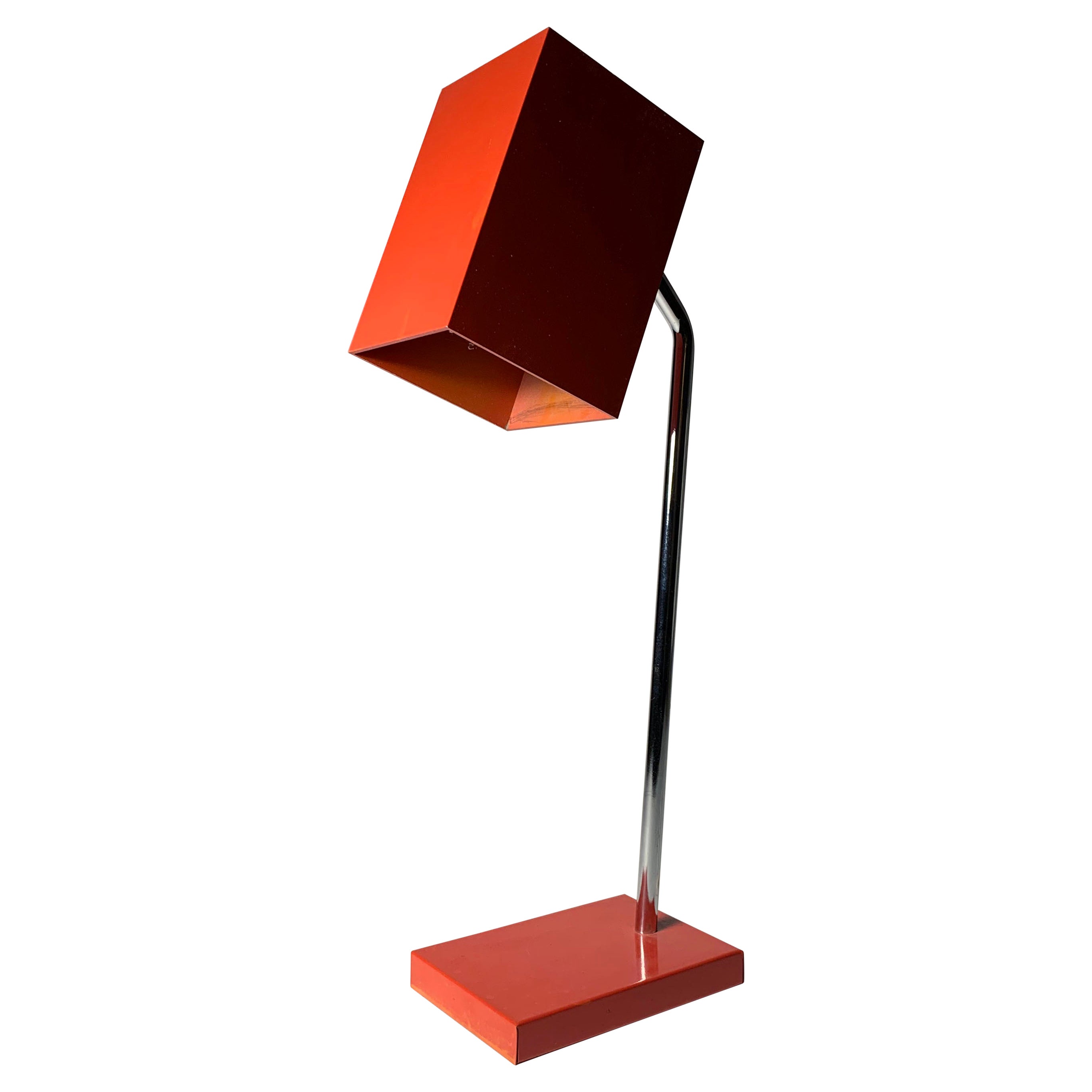 Robert Sonneman para George Kovacs Lámpara de sobremesa Box Head en rojo en venta