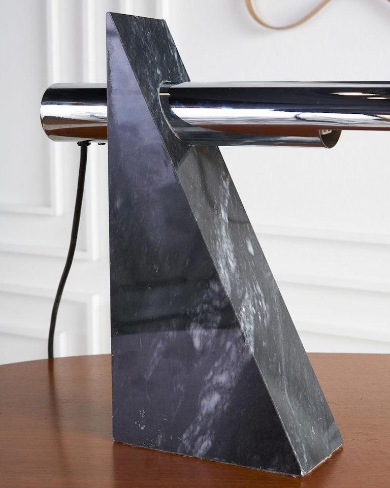 Robert Sonneman for George Kovacs Marble and Chrome Task Lamp In Good Condition In Chicago, IL