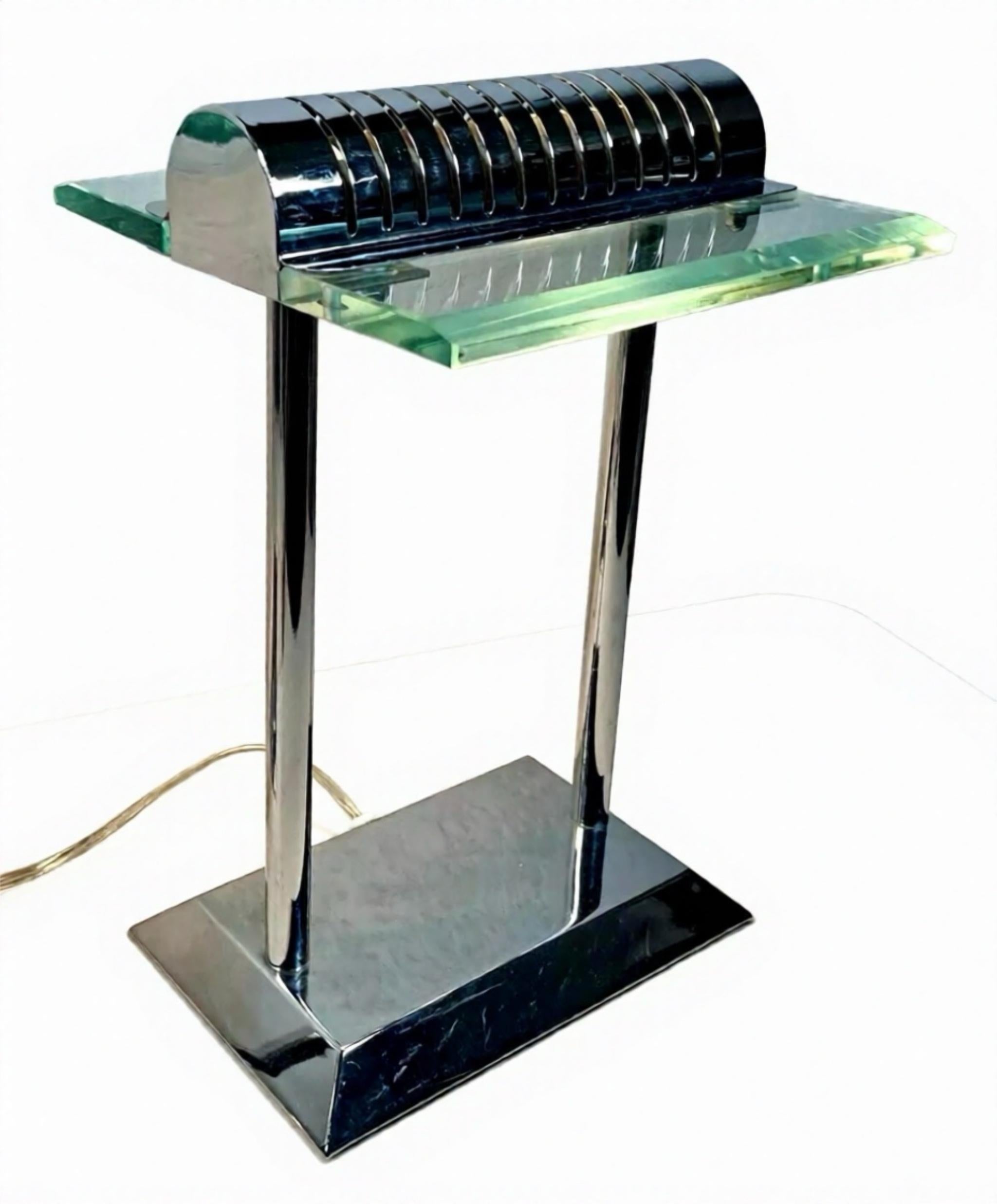 Robert Sonneman for George Kovacs PostModern Deco Sleek Chrome Bankers Desk Lamp (lampe de bureau) en vente 4