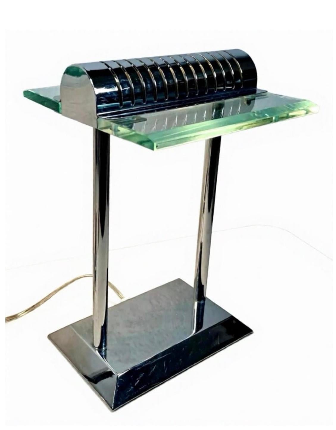 Robert Sonneman for George Kovacs PostModern Deco Sleek Chrome Bankers Desk Lamp (lampe de bureau) en vente 8