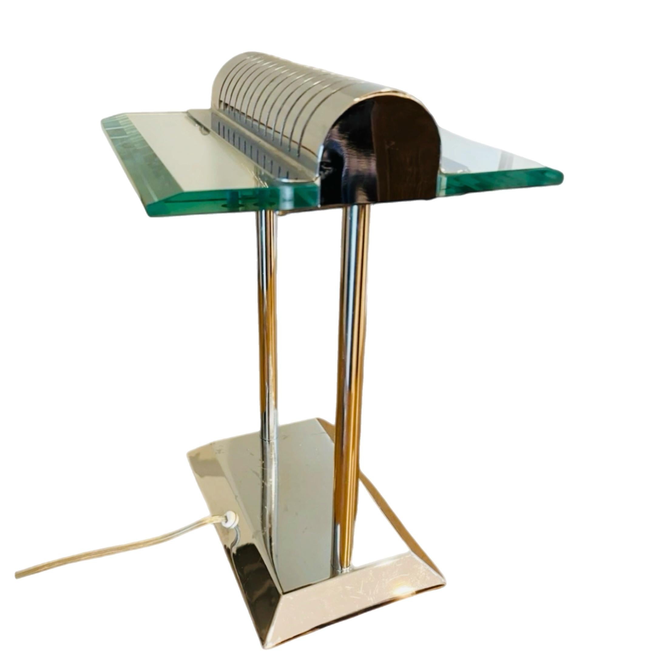 Robert Sonneman for George Kovacs PostModern Deco Sleek Chrome Bankers Desk Lamp (lampe de bureau) en vente 2