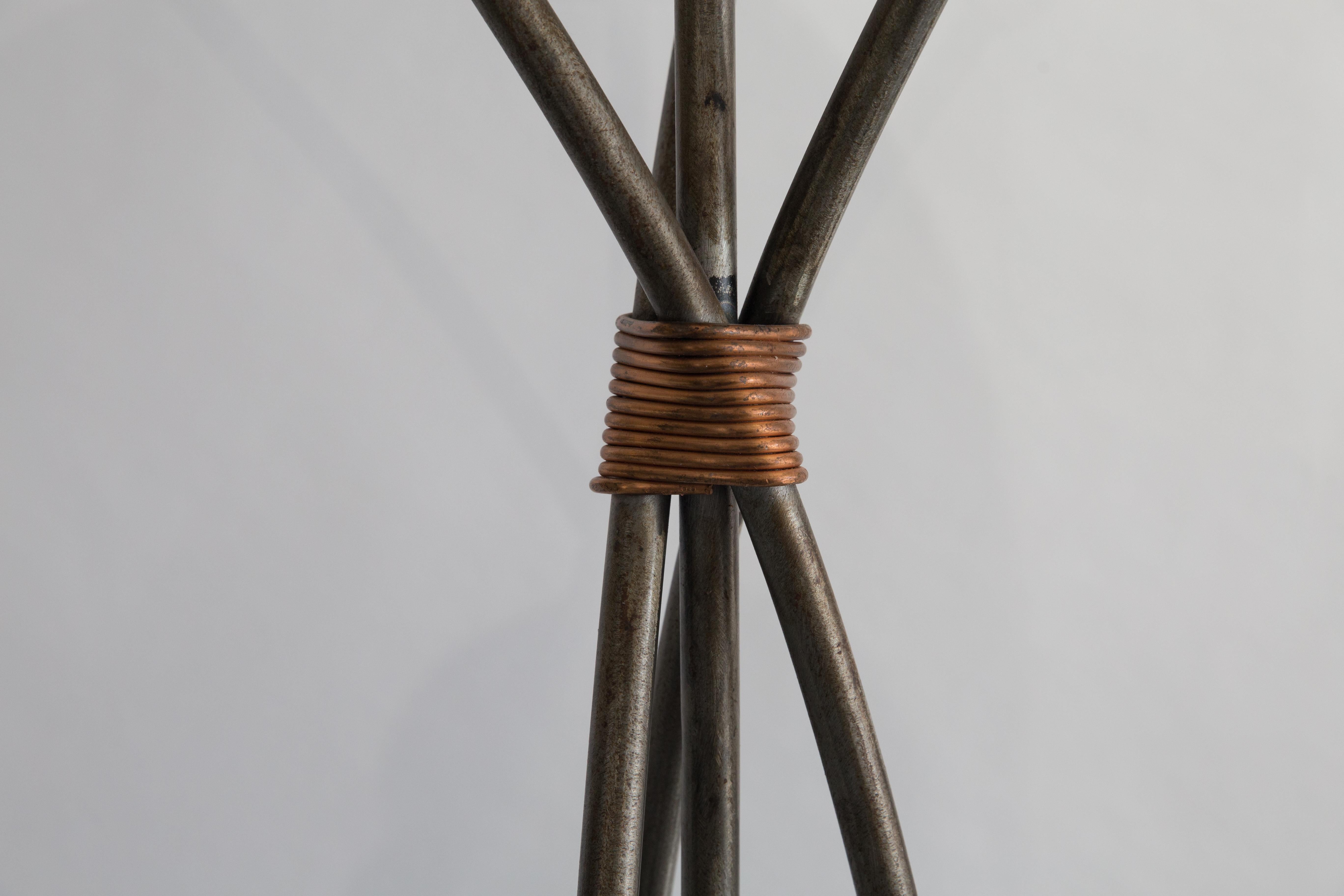 Robert Sonneman for George Kovacs Torchiere Iron with Copper Accents, circa 1990 In Good Condition In Kingston, NY