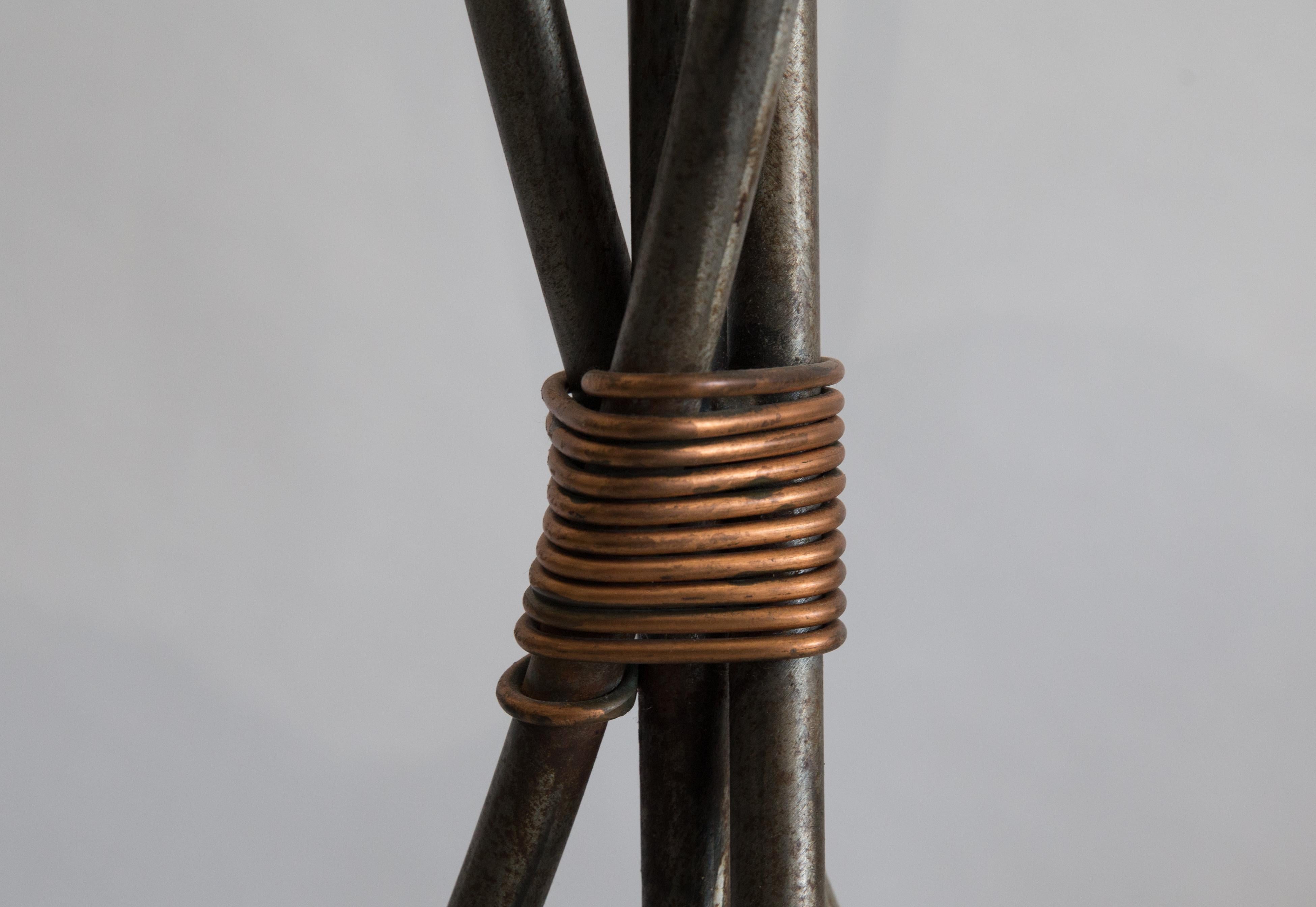 Robert Sonneman for George Kovacs Torchiere Iron with Copper Accents, circa 1990 1