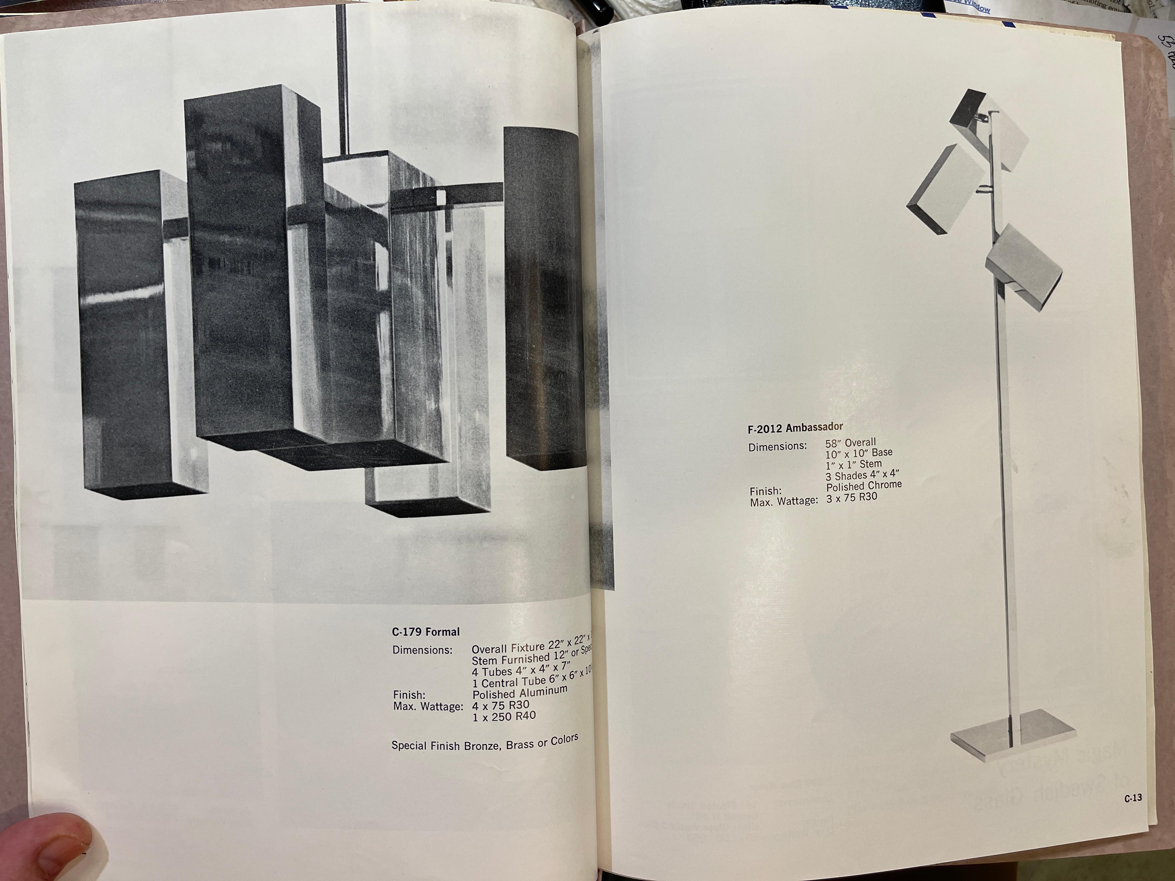 Mid-Century Modern Robert Sonneman for Koch & Lowy Brass Cubist Floor Lamp For Sale