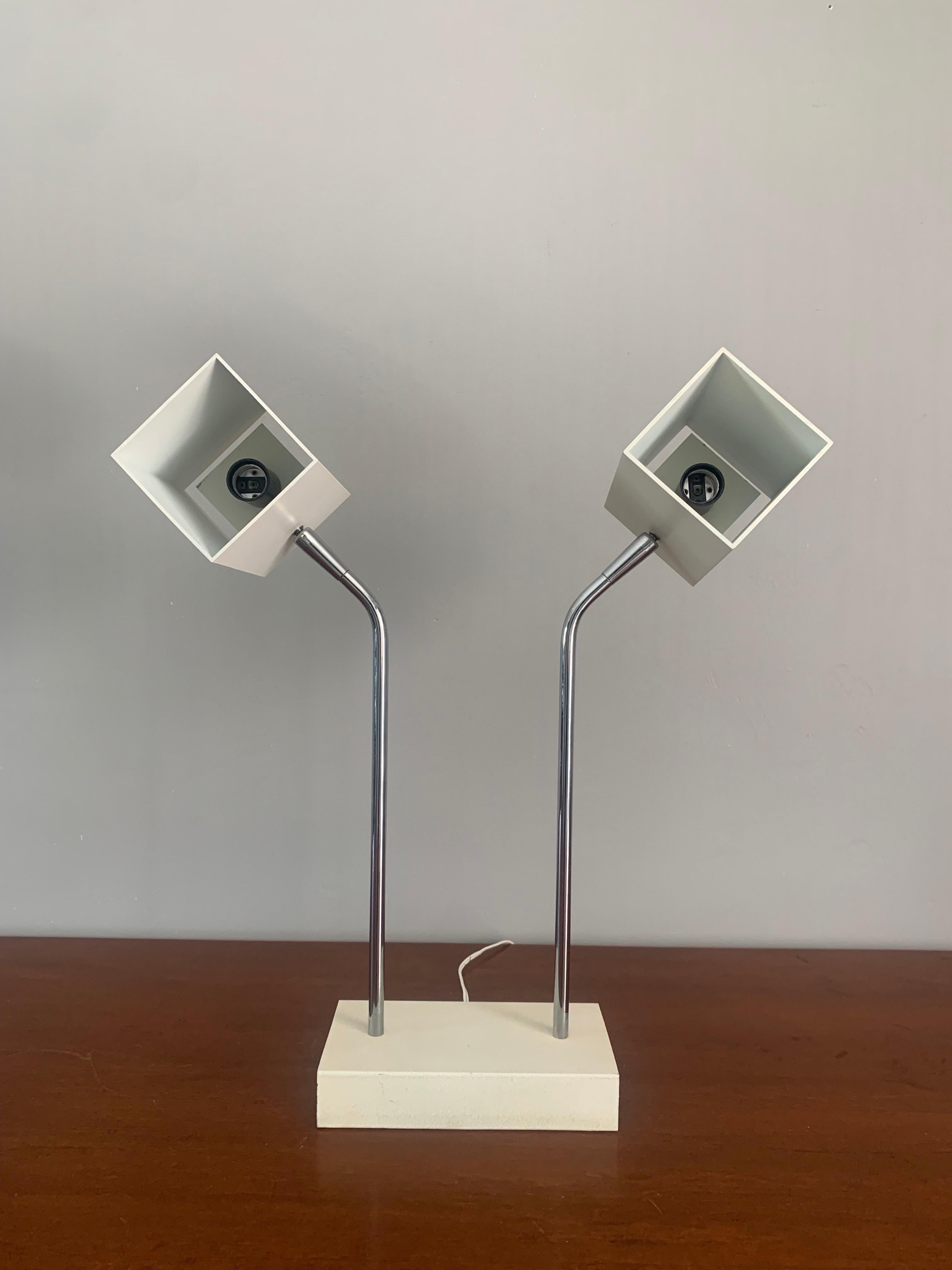 Doppelkopf-Würfellampe von Robert Sonneman für Kovacs, ca. 1970er Jahre (20. Jahrhundert) im Angebot