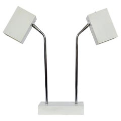 Robert Sonneman for Kovacs Off-White Double Head Cube Shade Desk Lamp, C. 1970